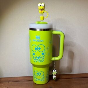 Stanley Lime Green Keroppi Travel Mug with Handle and Charms